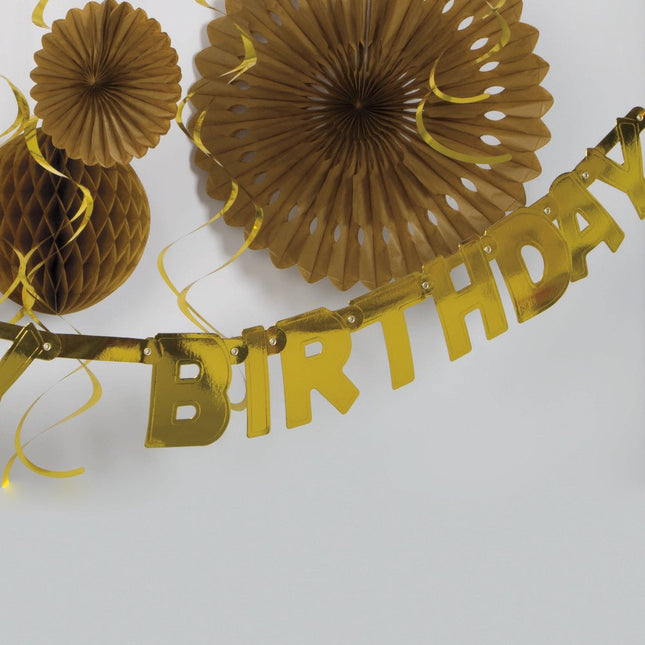 Papieren Waaier Goud 40cm van Unique koop je bij Partywinkel