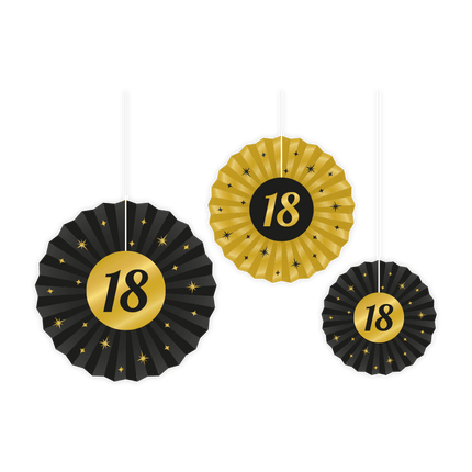 Papieren Waaiers 18 Jaar Set 20 - 40cm 3 - delig van Paper Dreams koop je bij Partywinkel