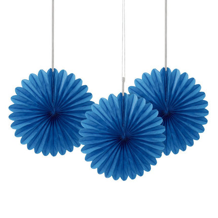 Papieren Waaiers Blauw 15cm 3st van Unique koop je bij Partywinkel