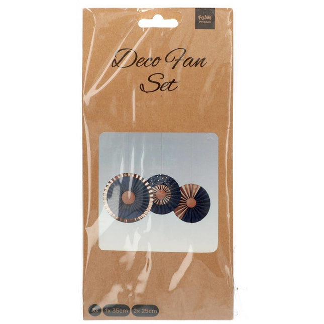 Papieren Waaiers Blauw 35cm 3st van Folat koop je bij Partywinkel