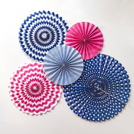 Papieren Waaiers Donkerblauw Set 23 - 40cm 3 delig van Partydeco koop je bij Partywinkel