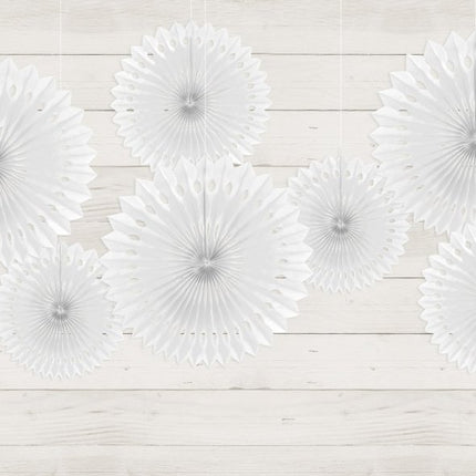 Papieren Waaiers Wit Set 20 - 30cm 3 delig van Partydeco koop je bij Partywinkel
