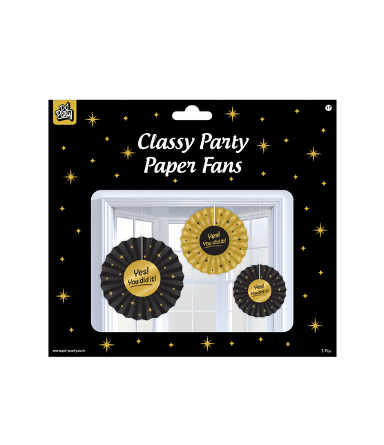 Papieren Waaiers You Did It Set 20 - 40cm 3 - delig van Paper Dreams koop je bij Partywinkel