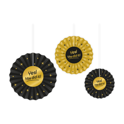 Papieren Waaiers You Did It Set 20 - 40cm 3 - delig van Paper Dreams koop je bij Partywinkel