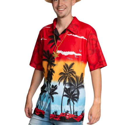 Camisa Hawaiana Rojo Paraíso - Unisex