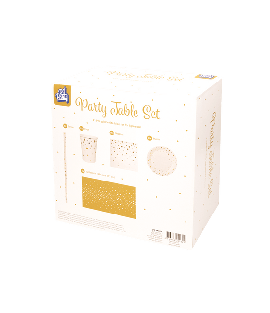 Party Tafelset Goud Wit 41 delig van Paper Dreams koop je bij Partywinkel
