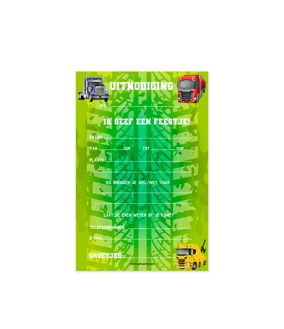 Party Uitnodigingen Trucks 16cm - Partywinkel - 8716764237874