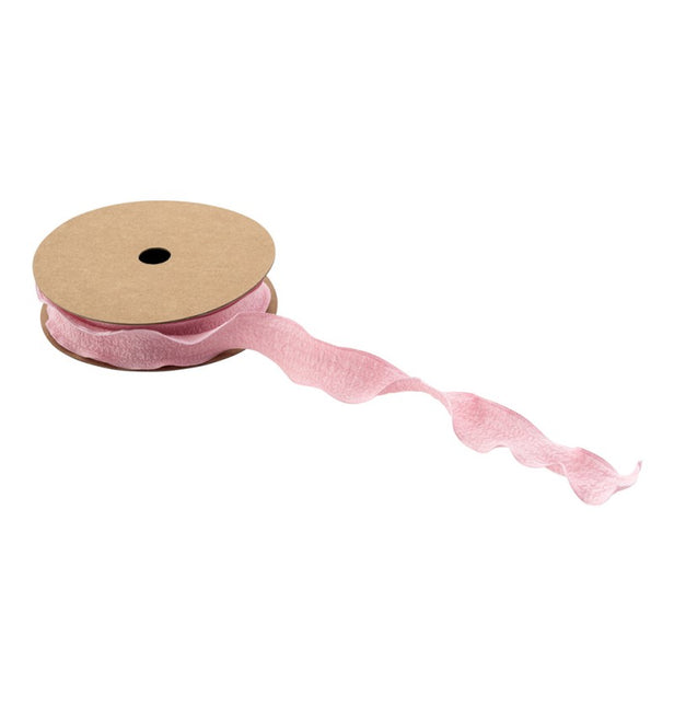 CINTA FRUNCIDA ROSA PASTEL 2,5 CM X 10 M
