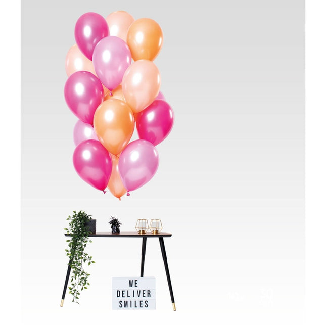 Perzik Roze Ballonnen Chroom 33cm 15st van Folat koop je bij Partywinkel