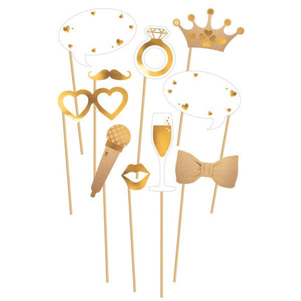 Photo Booth Set Goud 10 delig van Riethmueller koop je bij Partywinkel
