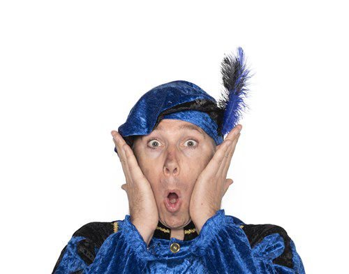 Pietbaret velour met struisveer blauw van Haza Witbaard koop je bij Partywinkel