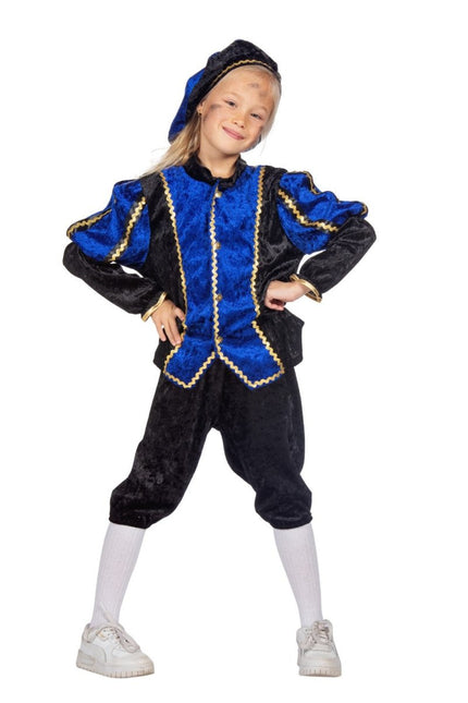 Pietenpak Kind Blauw/Zwart Luxe van Wilbers & Wilbers koop je bij Partywinkel