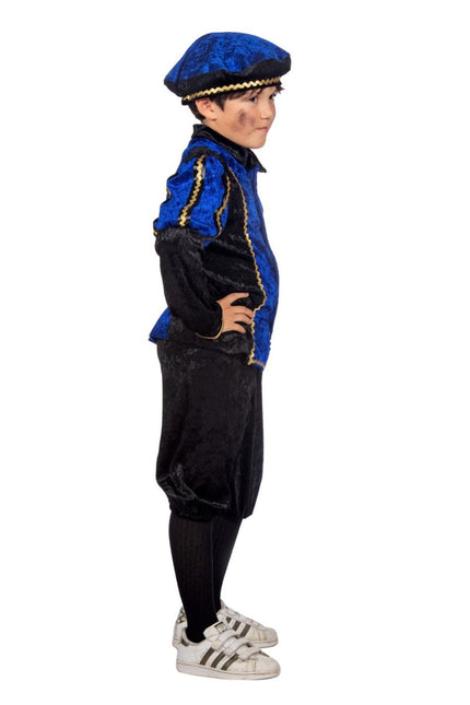Pietenpak Kind Blauw/Zwart Luxe van Wilbers & Wilbers koop je bij Partywinkel