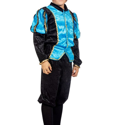 Pietenpak Kind Lichtblauw/Zwart Luxe van Wilbers & Wilbers koop je bij Partywinkel