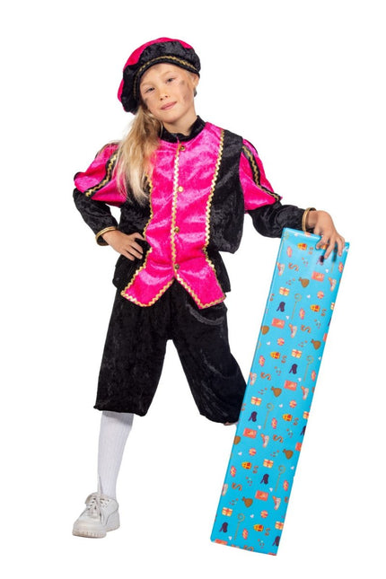 Pietenpak Kind Roze/Zwart Luxe van Wilbers & Wilbers koop je bij Partywinkel