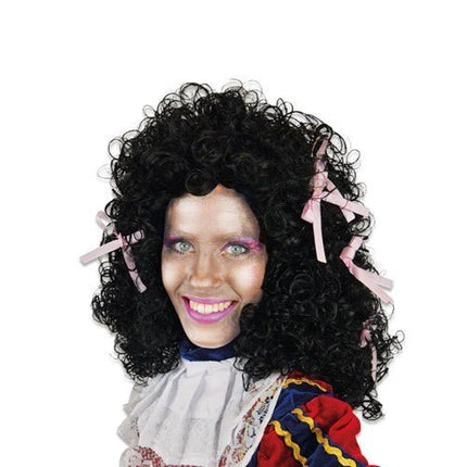 Pietenpruik Dames Wetlook Met Roze strikjes van Haza Witbaard koop je bij Partywinkel