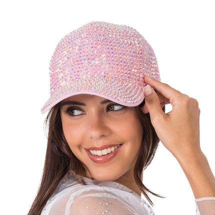 Gorra rosa con strass, talla única