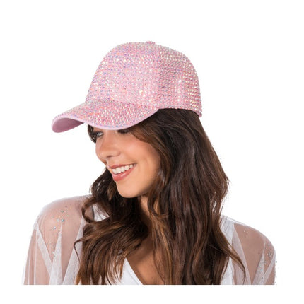 Gorra rosa con strass, talla única
