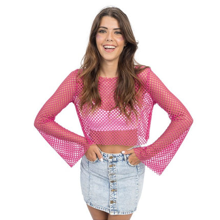 Top de red rosa para mujer