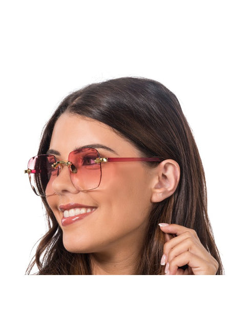 Gafas sin montura de color rosa con degradado