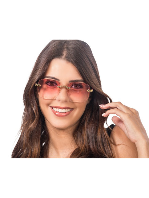 Gafas sin montura de color rosa con degradado