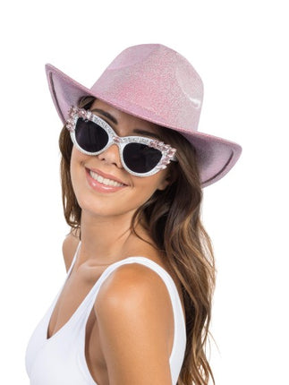 Sombrero de vaquero rosa con purpurina, talla única