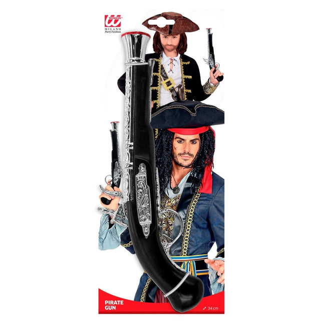 Piraat Nep Pistool Zwart Zilver van Widmann koop je bij Partywinkel