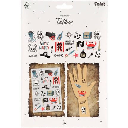Piraat Nep Tattoos 25 delig van Folat koop je bij Partywinkel