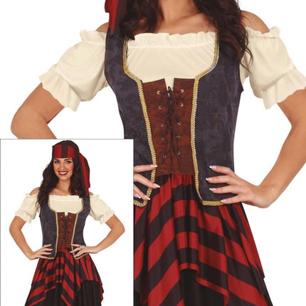 Piratenpak Rood Bruin Dames - Partywinkel - 8434077786079