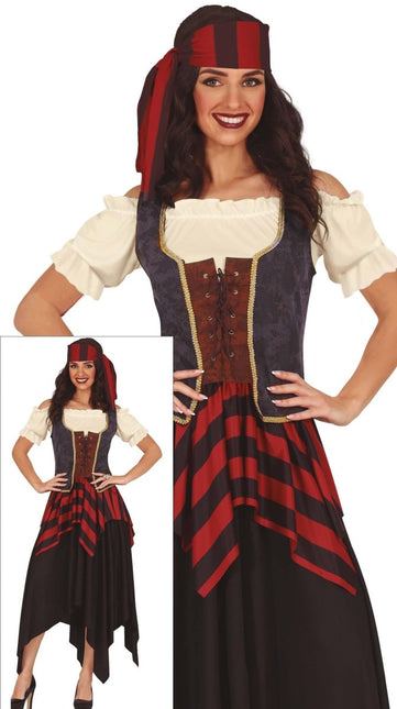 Piratenpak Rood Bruin Dames - Partywinkel - 8434077786079