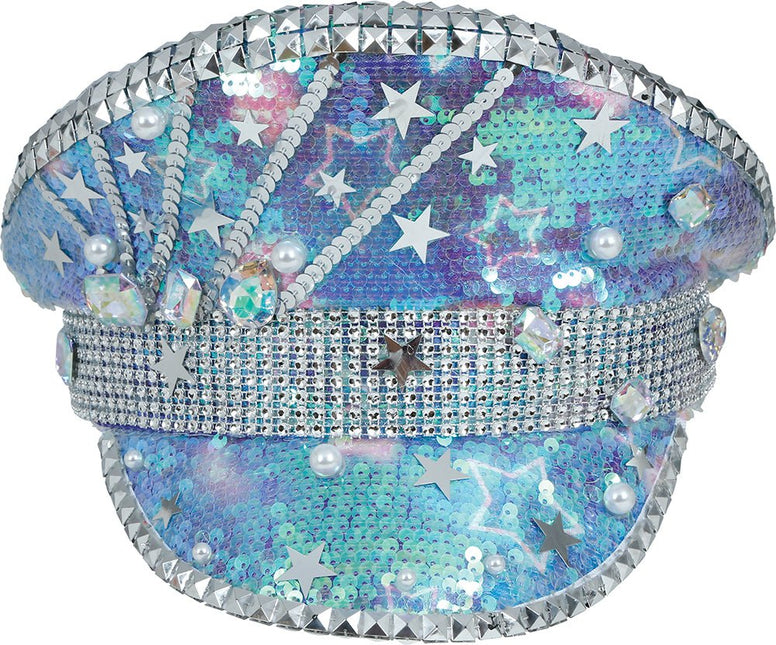 Police blue hat with pearls, adult van Fiestas Guirca koop je bij Partywinkel