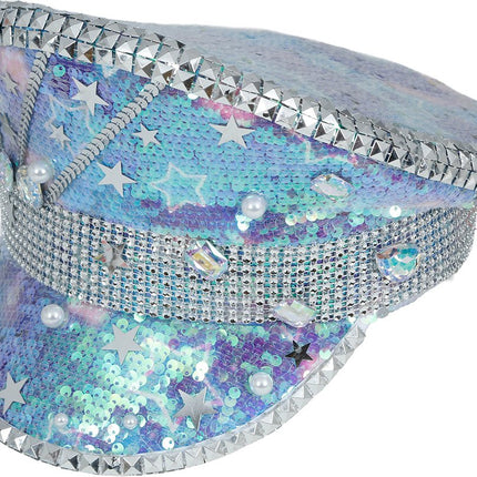 Police blue hat with pearls, adult van Fiestas Guirca koop je bij Partywinkel