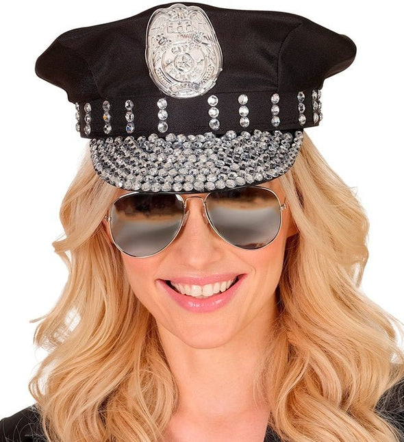Politie Pet Zwart Stras Steentjes van Widmann koop je bij Partywinkel
