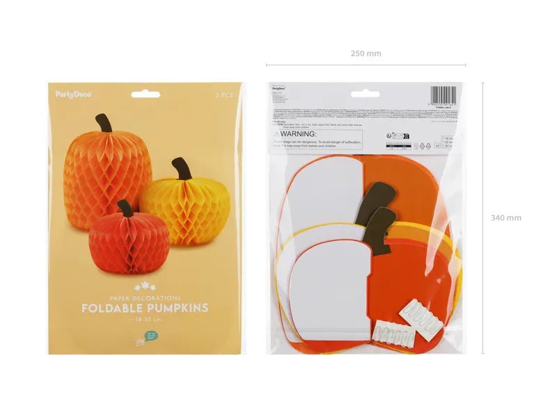 Pompoen Honeycombs Oranje 3 delig van Partydeco koop je bij Partywinkel