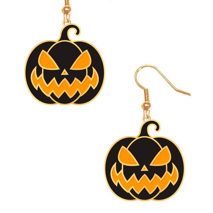 Pompoen Oorbellen Zwart Oranje van Fiestas Guirca koop je bij Partywinkel