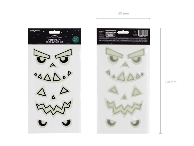 Pompoen Stickers Gel Glow In The Dark 2 delig van Partydeco koop je bij Partywinkel