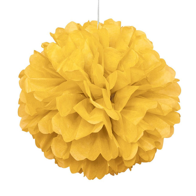 Pompon Geel 40cm van Unique koop je bij Partywinkel