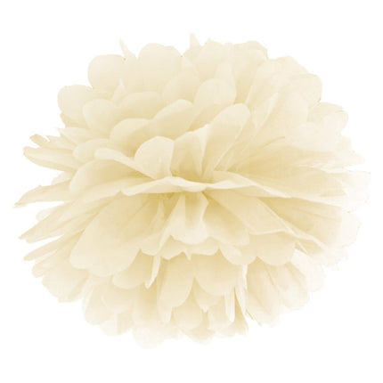 Pompon Vanille Creme 25cm van Partydeco koop je bij Partywinkel