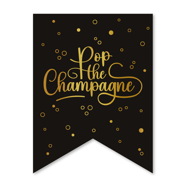 Pop The Champagne Slinger Zwart Goud 6m van WeFiesta koop je bij Partywinkel