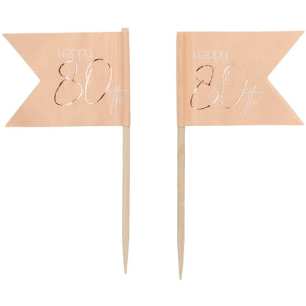 Prikkers 80 Jaar Rose Goud 6,5cm 36st van Folat koop je bij Partywinkel
