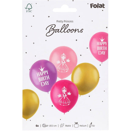 Prinsessen Ballonnen 33cm 6st van Folat koop je bij Partywinkel