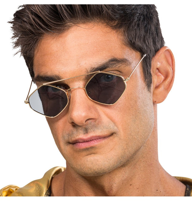 Gafas de rapero - Con montura metálica a cuadros - 14 cm x 13,5 cm x 4,6 cm