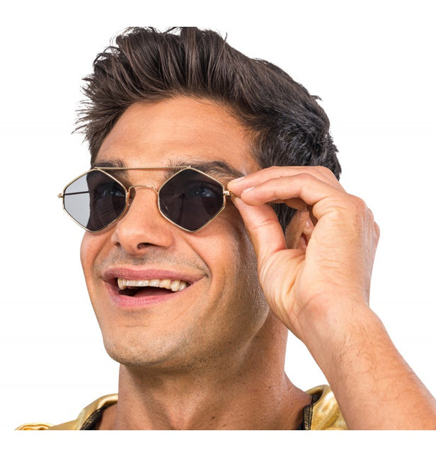 Gafas de rapero - Con montura metálica a cuadros - 14 cm x 13,5 cm x 4,6 cm