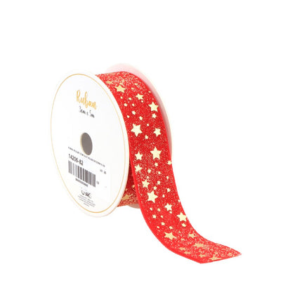 Cinta Estrella Rojo Oro 25Mm 3m