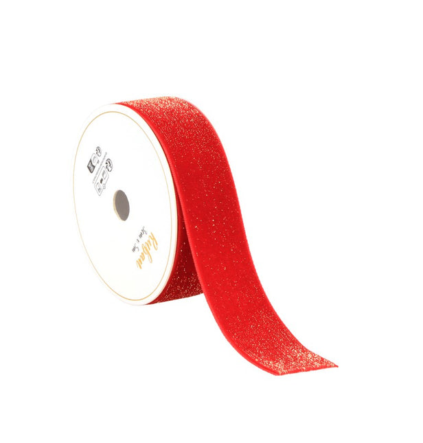 CINTA DE TERCIOPELO ROJO BRILLANTE 25 MM X 3 M