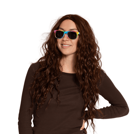 Regenboog Bril Zwarte Glazen van Partychimp koop je bij Partywinkel