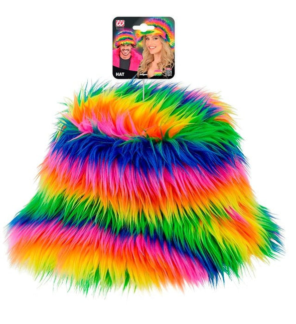 Regenboog Bucket Hat Pluche van Widmann koop je bij Partywinkel