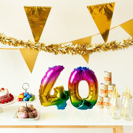 Regenboog Cijfer Ballon 1 Jaar 36cm van Boland koop je bij Partywinkel