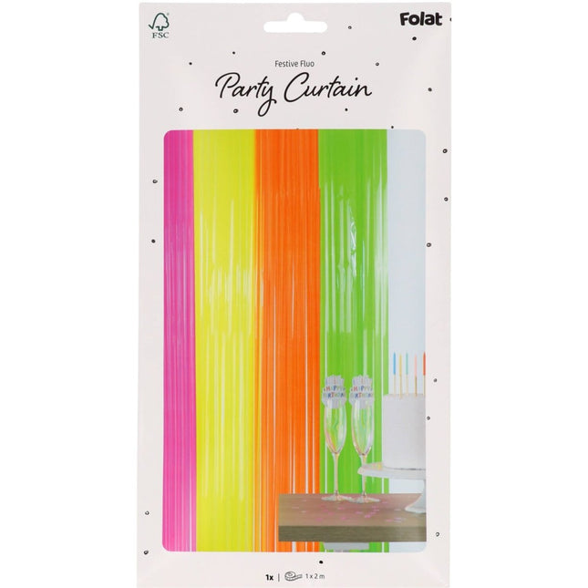 Regenboog Deurgordijn Neon 2m van Folat koop je bij Partywinkel