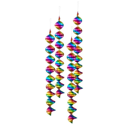 Regenboog Hangdecoratie Spiralen 60cm 4st van Boland koop je bij Partywinkel